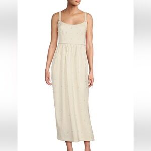 Elizabeth Damrich Glass Stretch Mikado Neck Sleeveless Embellished A-Line Dress